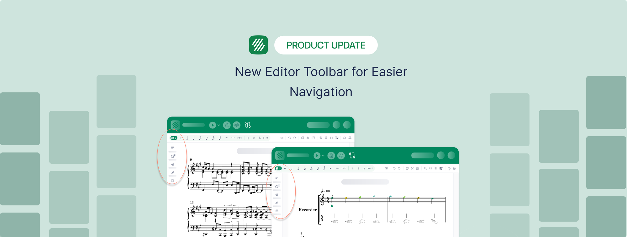 The Flat for Education editor with the vertical toolbar on the left and the assignment instructions panel open next to the score